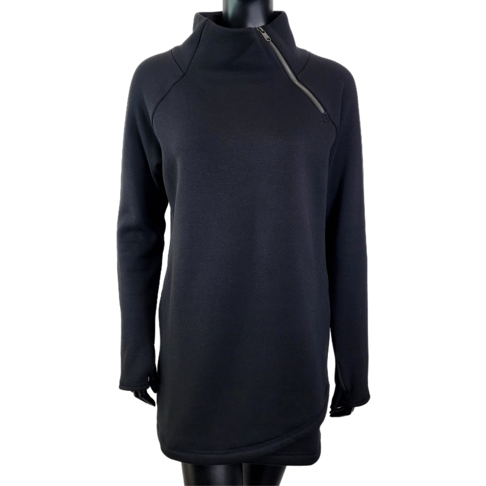 Athleta Cozy Karma ASYM Sweatshirt Dress Black Small﻿